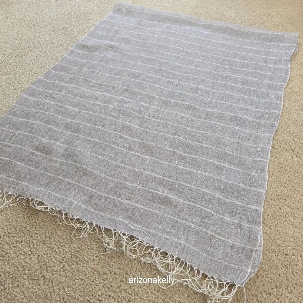 Linen Scarf Tan With White Stripes